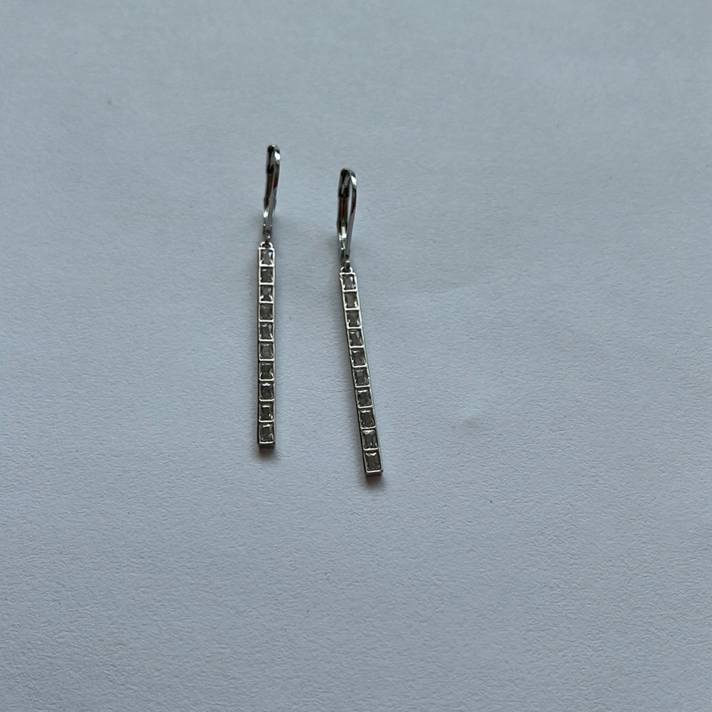 Silver diamond dangling earrings